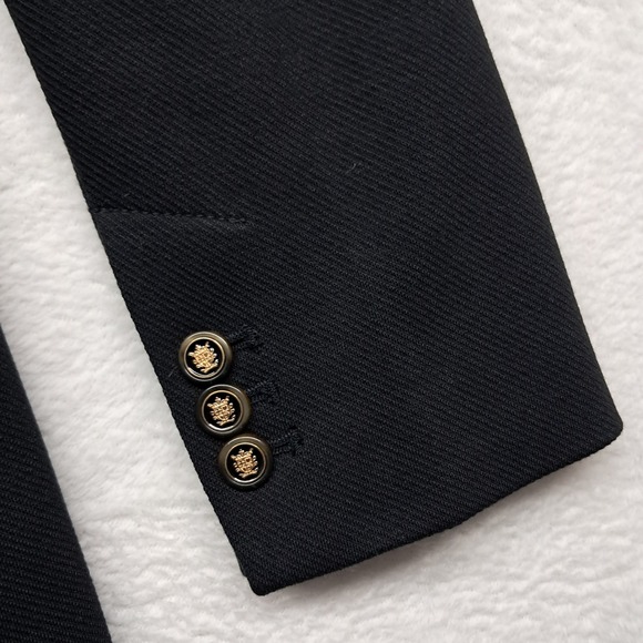 LOFT Blazer Jacket Women's 4 Black Double Breasted Gold Buttons Career Preppy - Picture 6 of 11